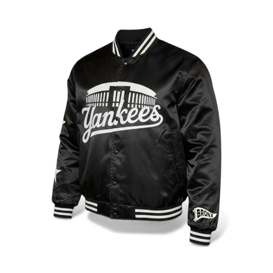 BIG BRONX ENERGY- Black Satin Bomber jacket.